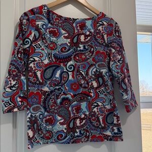 Talbots Paisley Print Women's ¾ length sleeve top